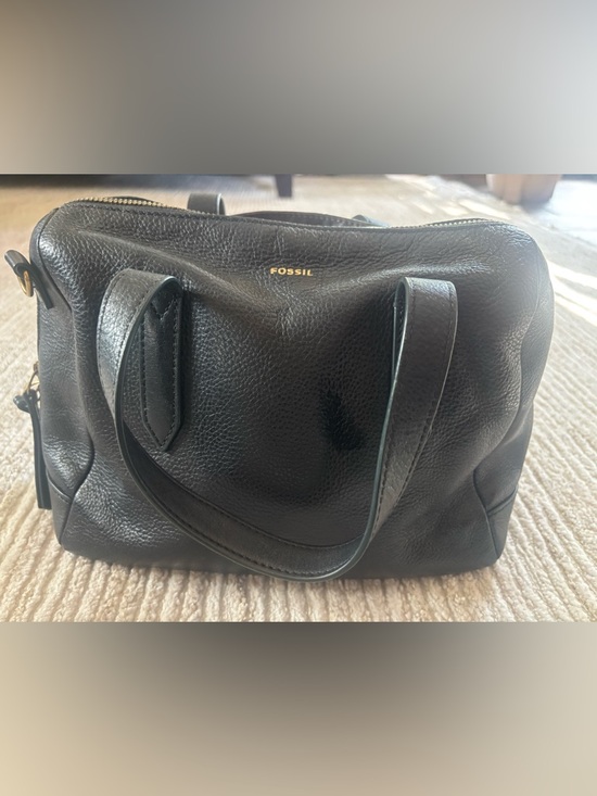Fossil Handbags - Fossil Blue  Pebbled Leather Shoulder Bag with Gold Logo